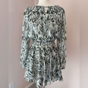 NWT Misa Los Angeles Mercy mini dress in green ikat pattern S